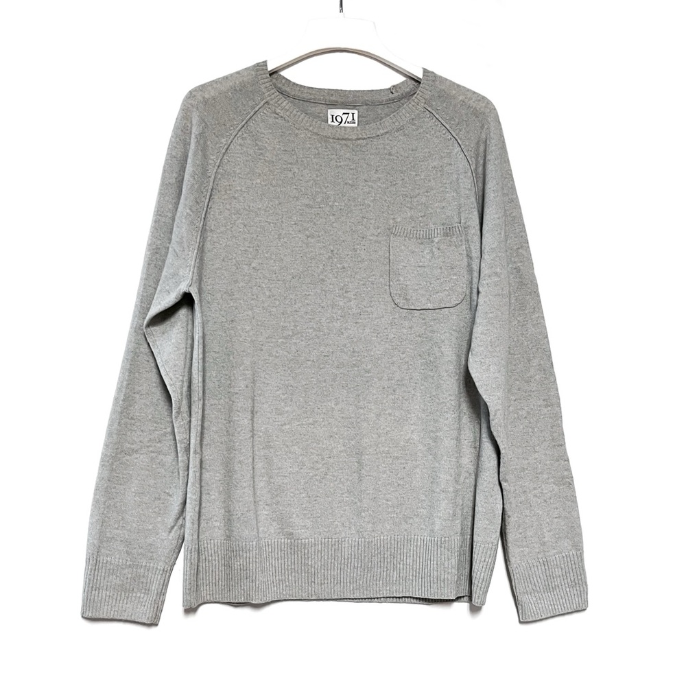 Reiss 1971 Merino Wool Sweater Mens XL Jacob Gray Pullover Preppy Luxury Pocket